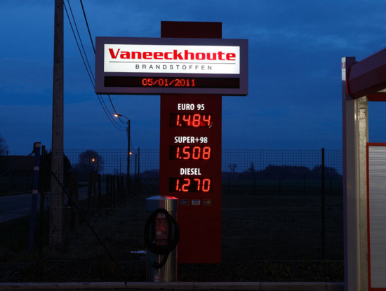 totem prijs display logo fondkast - Neon Elite - Vaneeckhoute Brandstoffen