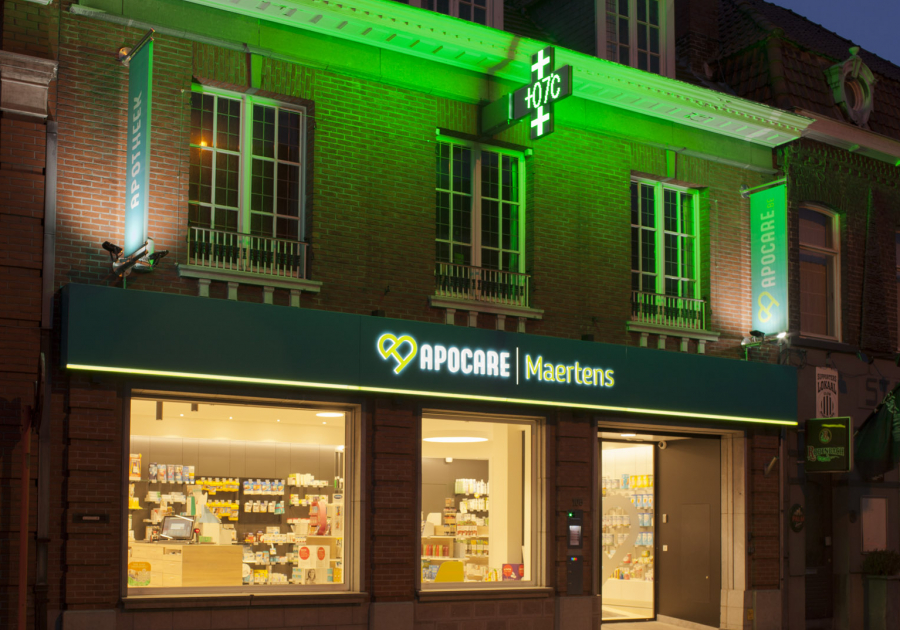 led apothekerskruis met animatie - Neon Elite - Apocare Maertens