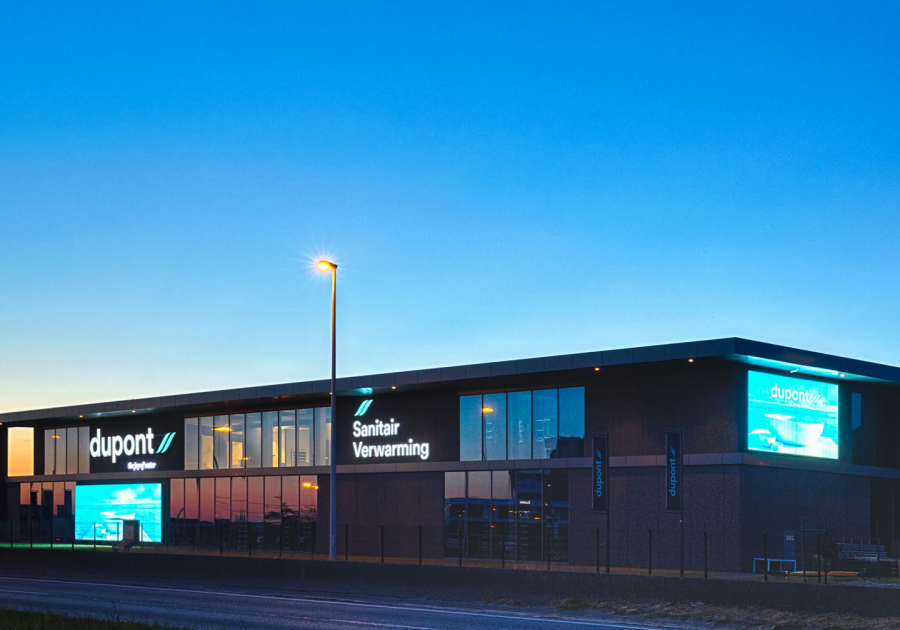 gevelreclame lichtkast doek - Neon Elite - Dupont Sanitair